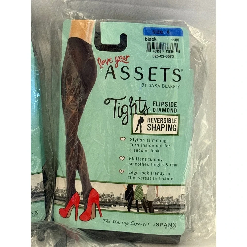 Lot of 3 Assets by Sara Blakely Size 4 Shaping Tights Black NIP Spanx Mix
